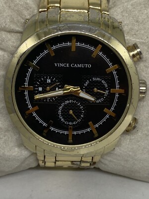 Vince Camuto VC1122GP Men's Stainless Steel Analog Black Dial Quartz Watch  HK746