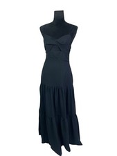 SHEIN Size S Black Sweetheart Neckline Fit & Flare MIDI Chiffon Dress