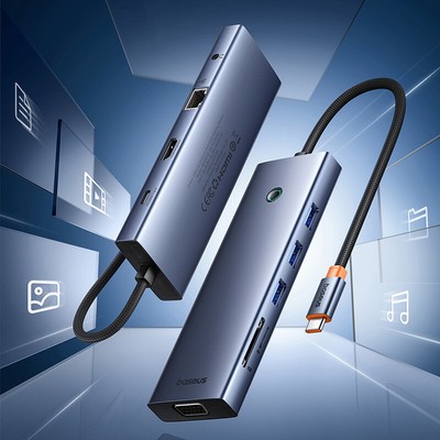 Baseus 10in1 USB C Hub Docking Station HDMI RJ45 USB 3.0 Audio SD für PC Laptop