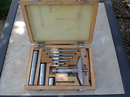 Inch Depth Micrometer With Rods Set - Includes the Wooden Dovetailed Box