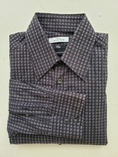 Versace Collection Houndstooth 100% Cotton Mens Dress Shirt Sz 15.5/39cm Romania
