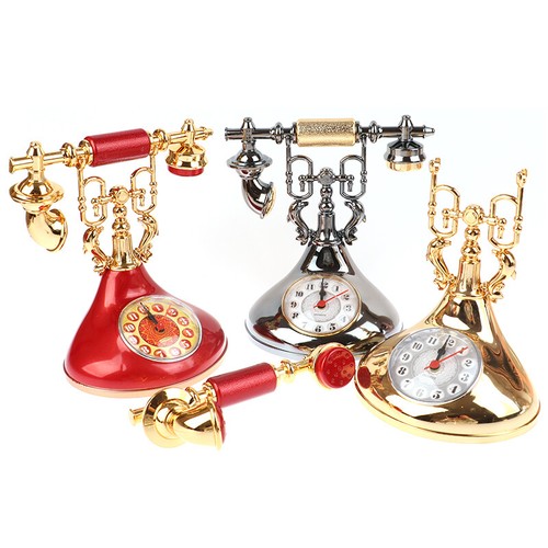 Retro Telephone Model Alarm Clock Creative Timekeeper Desktop Table Ornament _t - Picture 5 of 15