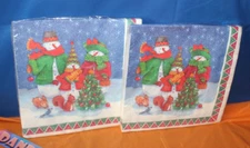 2 American Greetings DesignWare Gallery Snowman Holiday Napkins