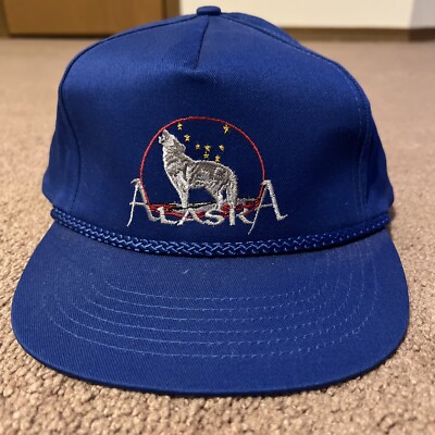 Vintage Alaska Howling Wolf Logo Rope Snap Back Hat | eBay