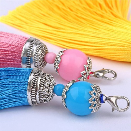 5X Large Silky Tassels Key Set Sewing Trim 11cm Long Bead Cushion Curtain Craft1 - Picture 3 of 35