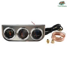 Mechanical 2'' 52mm Chrome Triple Gauge Set Water Temp Oil Pressure AMP Meter