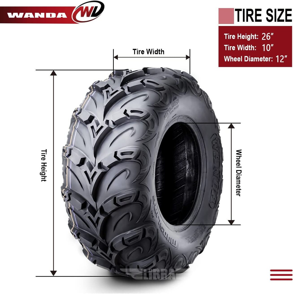 15-17 Can-Am Outlander 650/1000 6X6 ATV Rear Tire Set 26x10-12 26x10.00-12 6PR