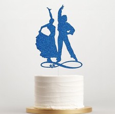 Ballroom Dancing Couple Cake Topper, Double-Sided Glitter Card Celebration