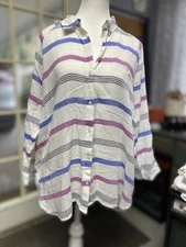 Attention Brand Women’s Striped Button Down Shirt Size XL (f)