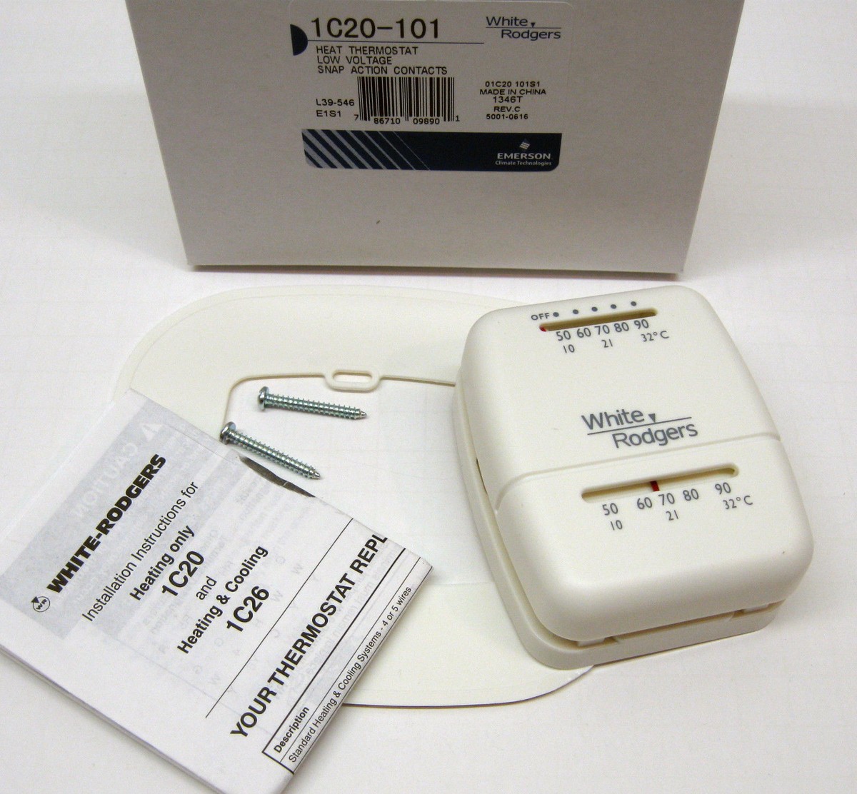 1C20-101 White Rodgers Wall Thermostat 24V Heat Only Economy Value