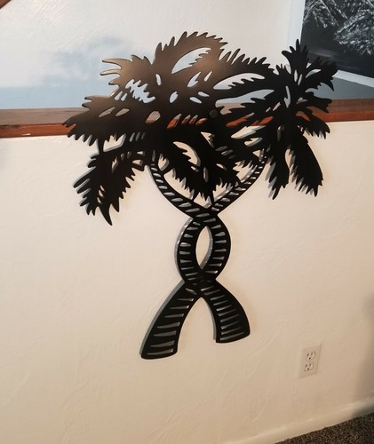 Metal wall art palm trees Front Porch Patio Fence Ocean Beach coastal wall decor - Picture 2 of 4
