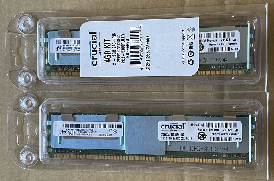 NEW SEALED CRUCIAL CT2KIT25672AF667 PC2-5300 FULLY BUFFEREED KIT (2GB X2) - Image 3 of 4