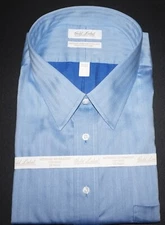 Roundtree Yorke Dress Shirt 18.5 - 36/37 BIG Blue Herringbone NWT (BT-15)