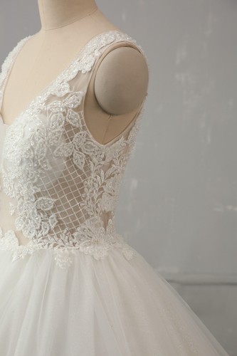 Glitter Floral Lace Bodice Wedding Dress Bridal Gown Custom made 2-28W Straps - Picture 8 of 12