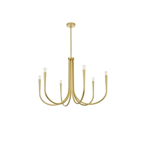 Living District Layne 36" 6-Light Transitional Metal Chandelier in Brass - Picture 3 of 7