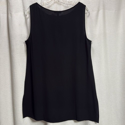 Eileen Fisher Silk Crepe Tank top SZ M long line w slits hi low classic capsule - Picture 5 of 6