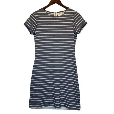 Sail to Sable Dress XS Navy Blue White Stripe Gold Zipper Short Sleeve Mini  FLAW | eBay