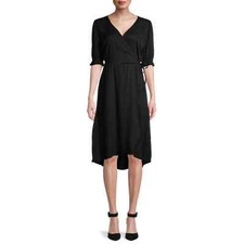 Time And Tru Women’s Woven Wrap Dress Size  S Black Soot  --H5--