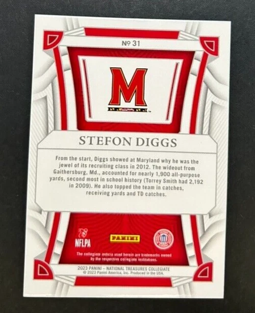 2023 Panini National Treasures Collegiate - Stefon Diggs #31 Maryland Silver /49 - Image 2 of 2