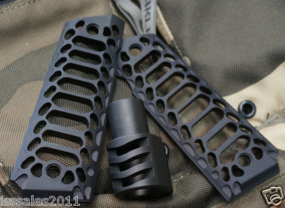 1911 BLACK PREDATOR Muzzle Brake & ''Cobra Skeleton'' Grips COMBO + INSTALL KIT