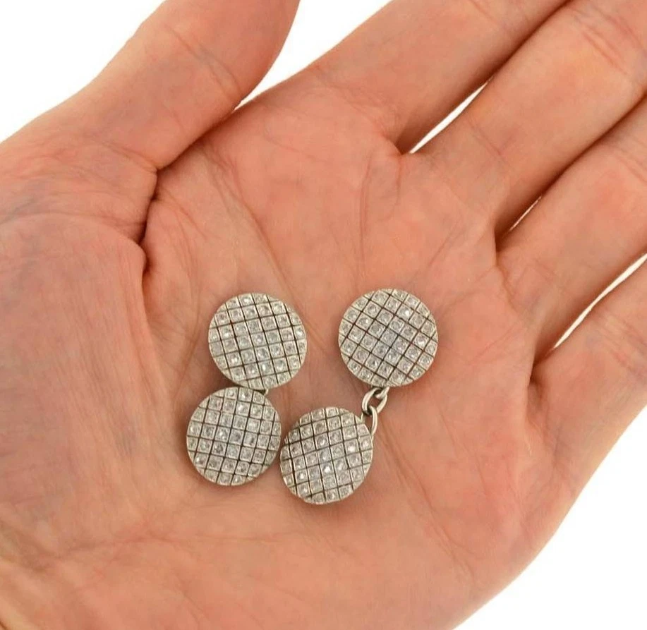 Gemelos de aniversario de oro blanco macizo de 14 k con diamantes redondos naturales de 3,05 quilates para hombre Foto 2 de 4