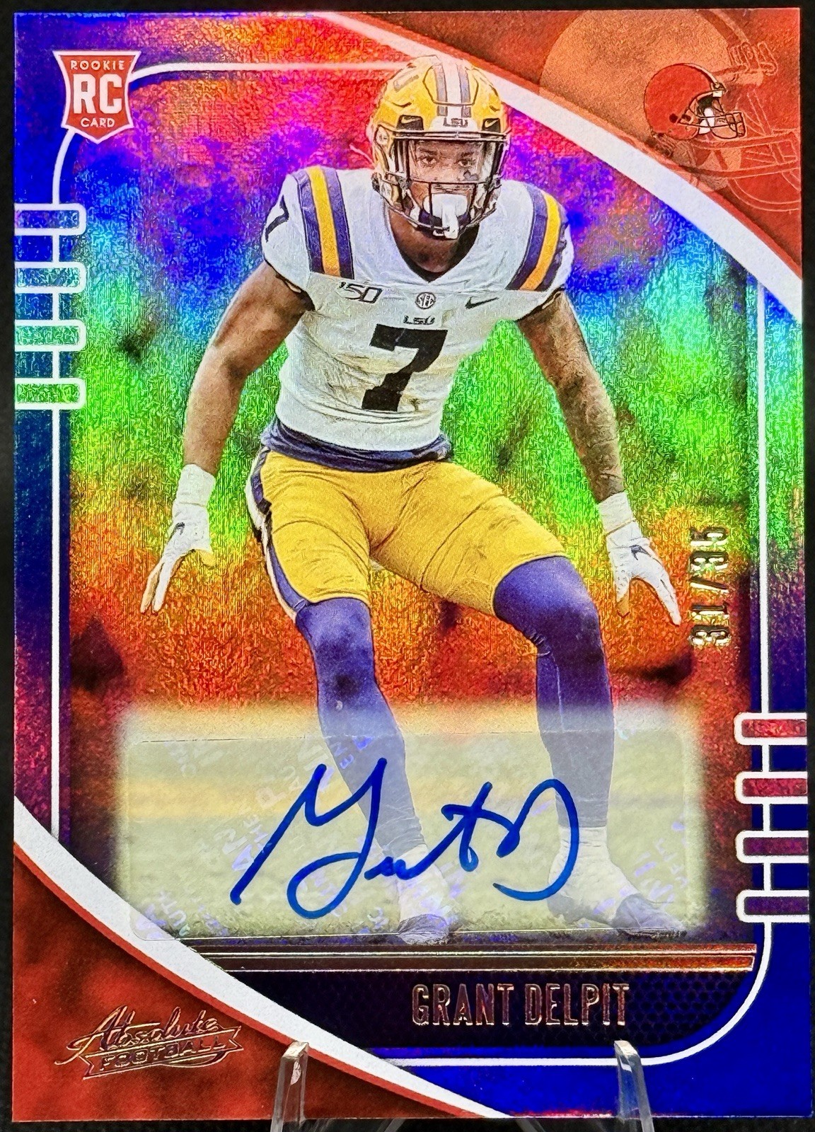 Grant Delpit 2020 Panini Absolute Rookie Auto Blue Red Spectrum /35 #137