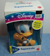 Vintage 1990's Disney Mattel Donald Duck Infant Baby Squeezie Toy New In Box