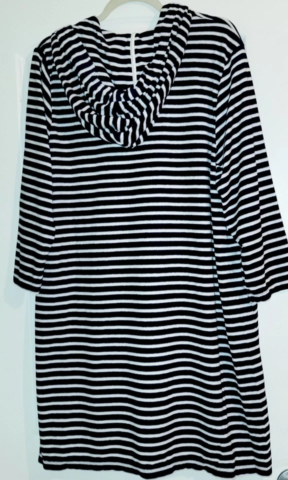 Vestido de playa Land's End Terry azul marino a rayas talla XL 18 NUEVO CON ETIQUETAS Foto 4 de 4