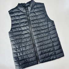 Lands  End Kids Puffer Vest Youth L 10 12 Gray Lightweight Quilted Zip Front