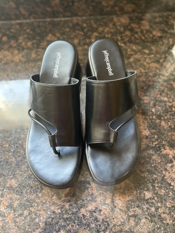 Sandalias JEFFREY CAMPBELL de cuero negro talla 10 Foto 2 de 4
