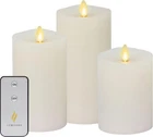 Set of 3 Luminara Flameless LED Candles with Moving Wick Remote Wax Pillar White