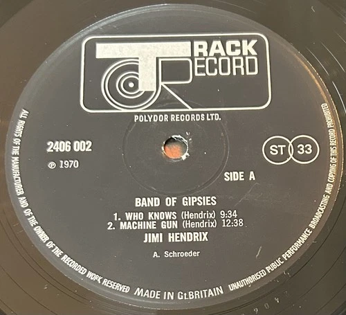 JIMI HENDRIX - BAND OF GYPSYS - 1970 - 2406002 * 1ST -RARE PUPPET SLEEVE- A1/B1*