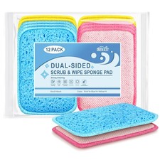 12 Pack Scrub Wipe Cloths, Dual-Sided Sponges for Kitchen, Multicolor