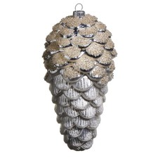New Raz Large Glass 8" Iced Pine Cone Ornament 4524969 Free Shipping