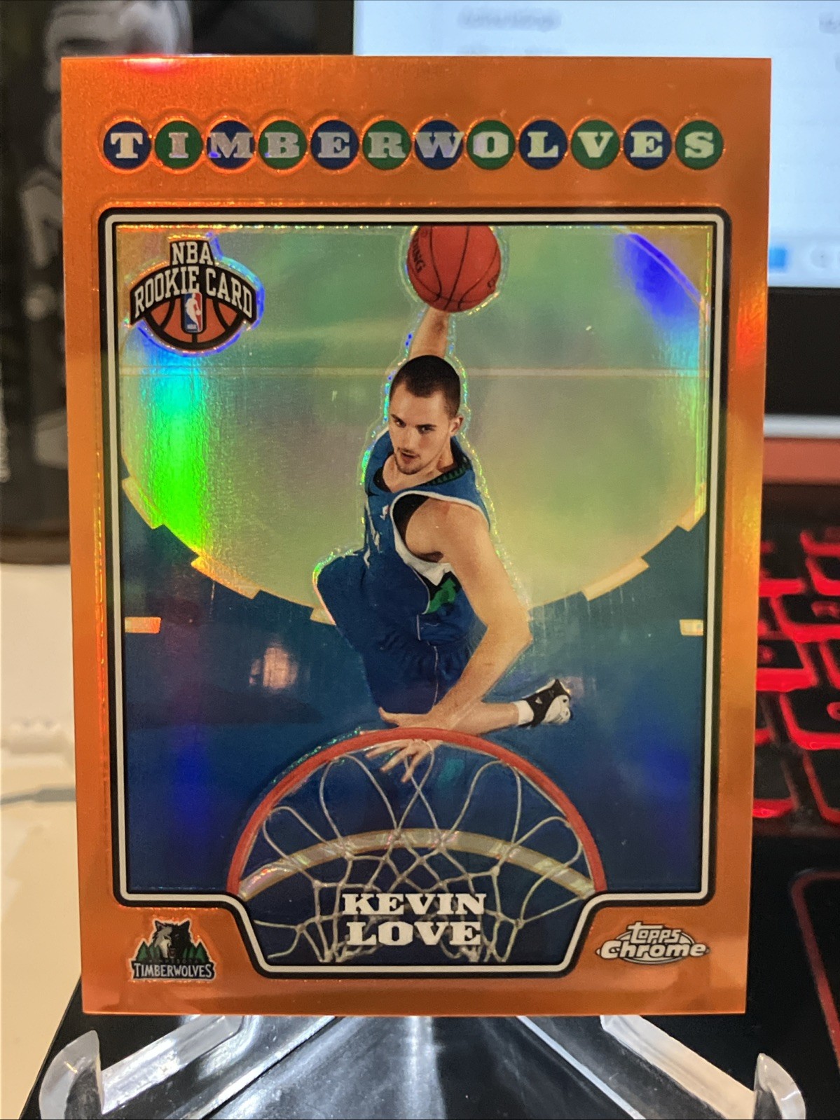 2008-09 Topps Chrome Refractors Orange #185 Kevin Love RC ROOKIE /499 wolves
