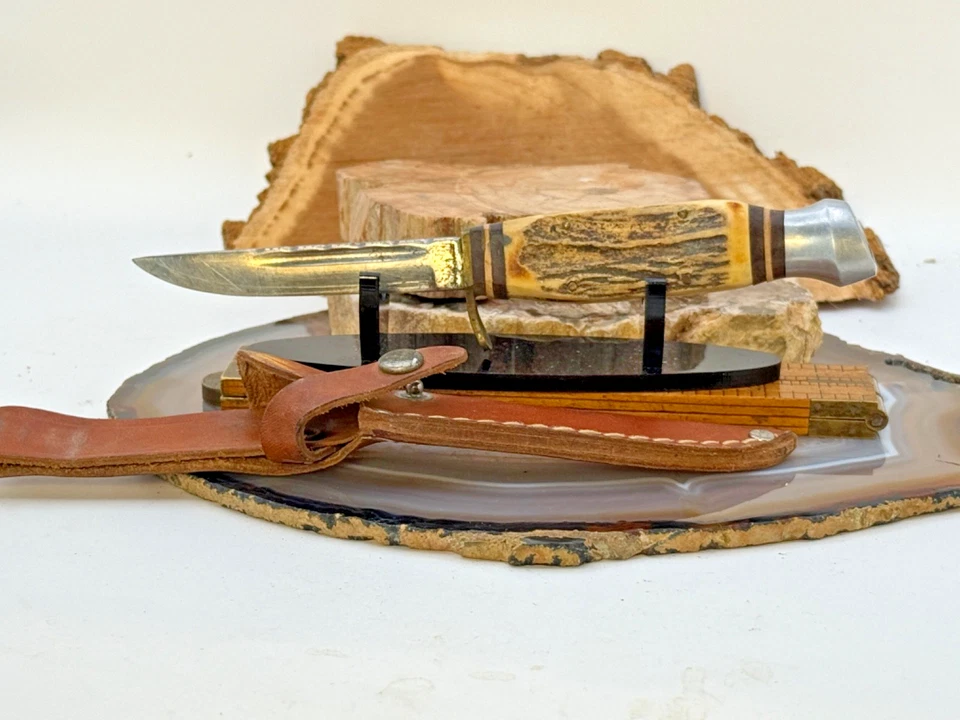 Cuchillo vintage Olsen 2700 con mango de ciervo Bird&Trout con original funda Alemania--2386,25 Foto 2 de 4