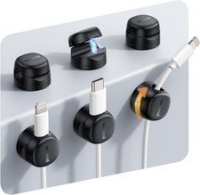 6 Pack Rotating Magnetic Cord Organizer Clips Cable Management - Adhesive Phone