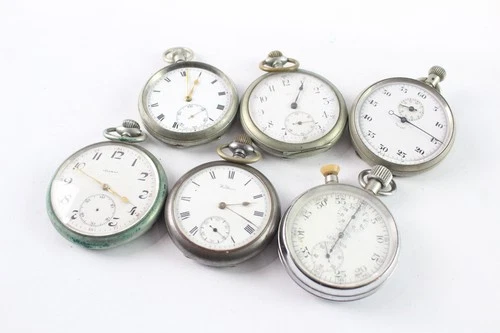 Vintage Stop & Pocket Watches Hand Wind Doxa Lemania SPARES/REPAIRS/PARTS x 6