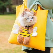 Pet Shoulder Carrying Bag, Cute Bee-Shaped Pet Canvas Shoulder Bag Cat Carrier,