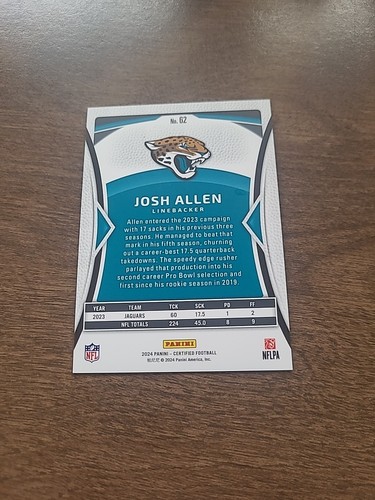2024 Certified Josh Allen Mirror Holo #62 #84/349 Made C001715 - Picture 2 of 2