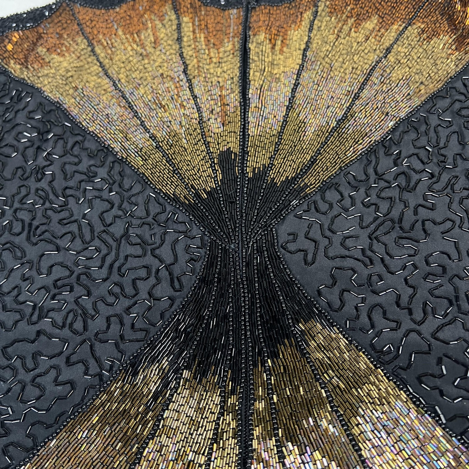 Vintage Oleg Cassini Shirt Womens Small Black Gold Beaded Silk Evening Top 80s