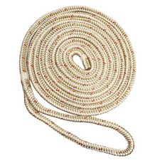 New England Ropes 3/4" x 35' Nylon Double Braid Dock Line - White/Gold w/Tra