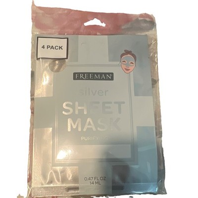Freeman Silver Sheet Mask Purifying Pore Care Face Mask 0.47 fl oz 4 Pack
