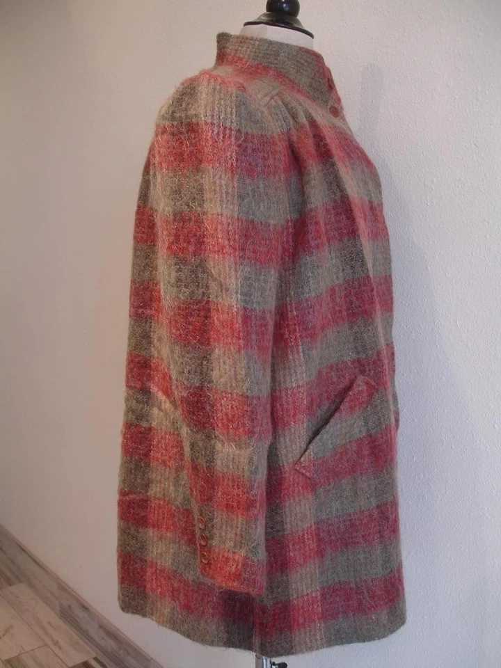 Womens L XL Vtg 1970s Adolph Schuman for Lilli Ann Wool Mohair Plaid Jacket Coat - Image 3 of 4