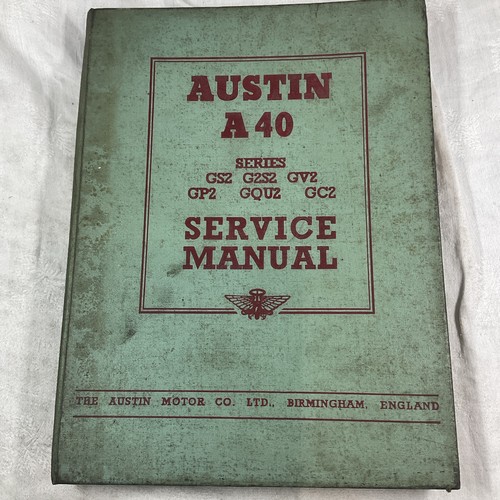 Vintage Austin A40 1950 Service Manual Book Series GS2 GV2 GP2 GQU2 GC2 Motor