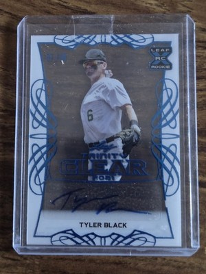 2021 LEAF TRINITY AQUA CLEAR TYLER BLACK AUTO #67/99 MILWAUKEE BREWERS 