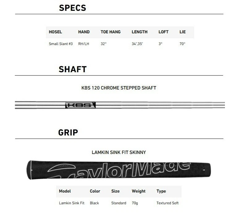 TaylorMade Spider GHOST white Putter SMALL SLANT 34ich RH Stahlschaft HC NEU - Bild 3 von 3