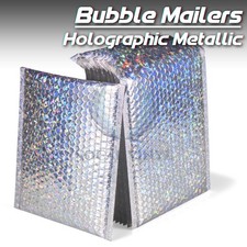 ANY SIZE Holographic Silver Bubble Padded Mailers Shipping Envelopes Bags Kraft