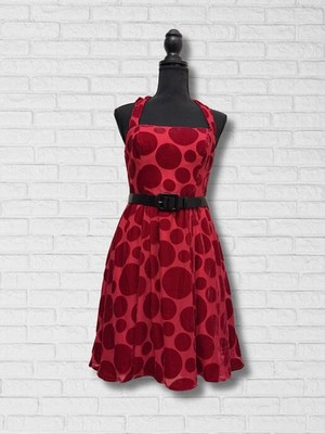 Vintage Patrica Field Mini Halter Dress Pink W/ Polka Dot Pattern NWT Size 4