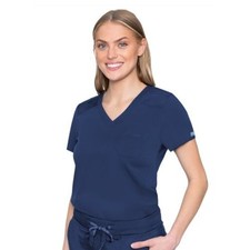 Med Couture Women's V-Neck Scrub Top, Modern Fit Tuck-in Top MEDIUM NAVY - NWT